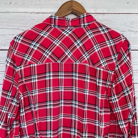 TORRID Pink White Plaid Challis Camp Shirt Size 0X - Picture 8 of 12